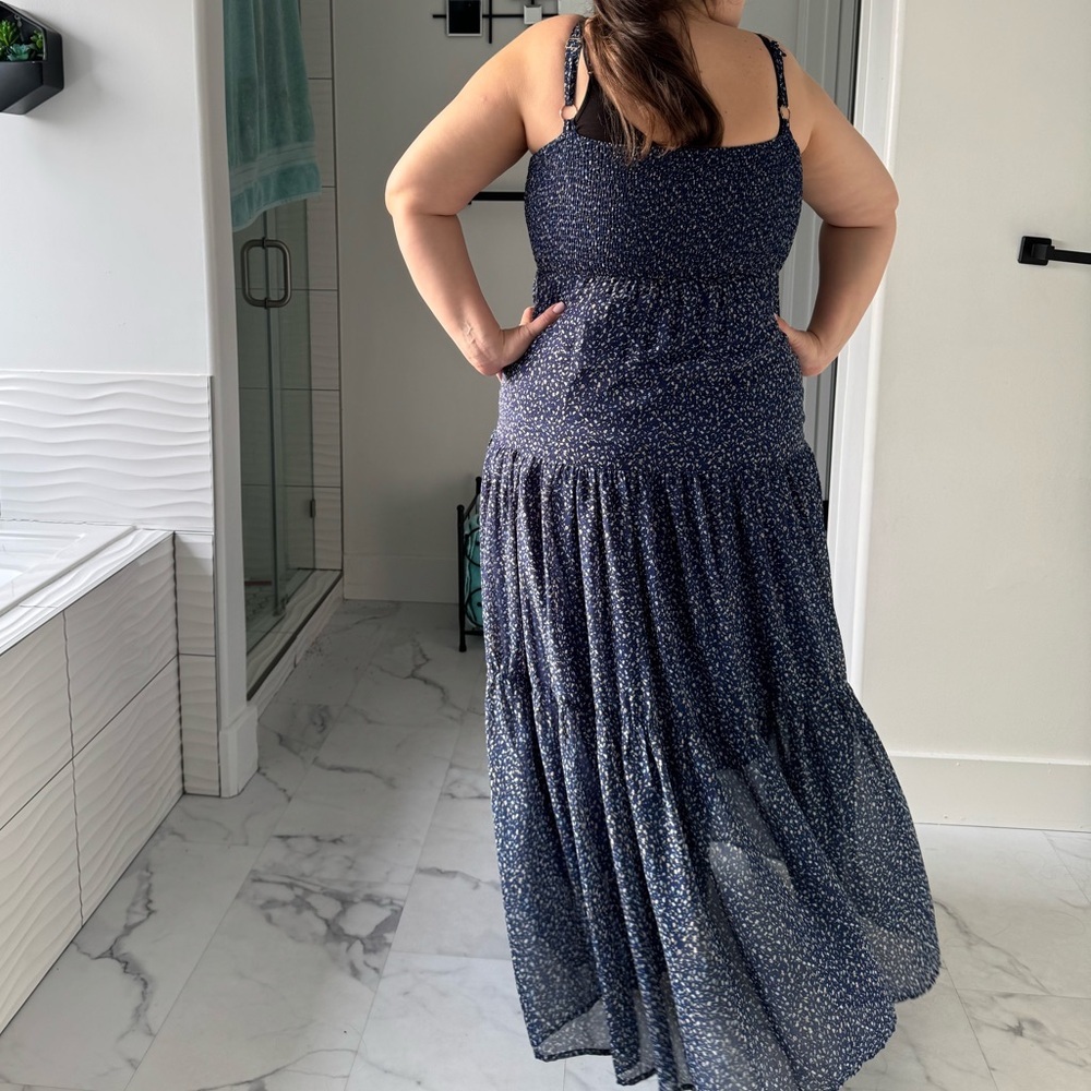 Melloday Maxi Dress Pretty Blue Floral Spring Print size L - Picture 4 of 5
